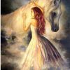 Girl and White Horse paint by numbers