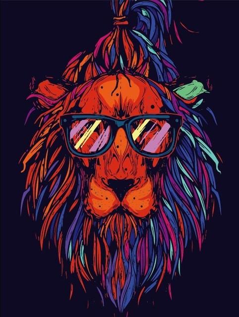 Lion Hipster paint by numbers