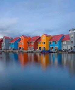 Colored Houses Hoogkerk Dutch paint by numbers