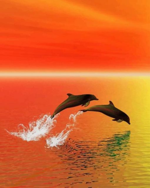 Dolphines Jumping Out Of Water Paint by numbers