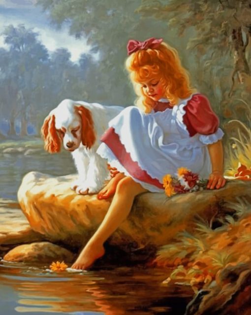 Girl And Puppy paint by numbers