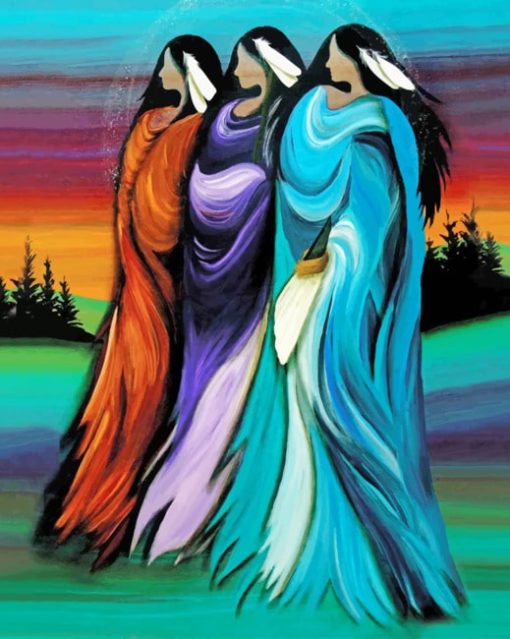 Abstract Native Ladies paint by numbers