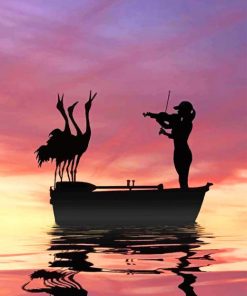 Bird And Violinist Silhouette paint by numbers