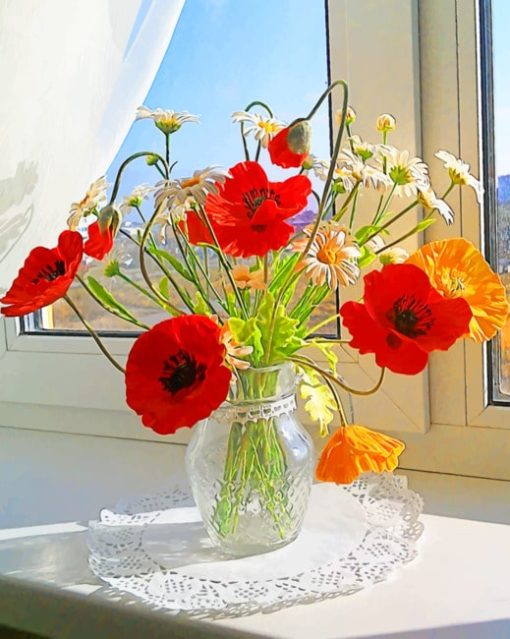 Daisies In A Vase paint by numbers