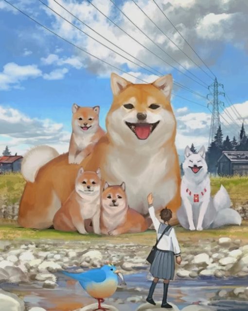 Anime Giant Dogs Paint by numbers