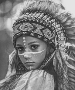 Black And White Amerindian paint by numbers