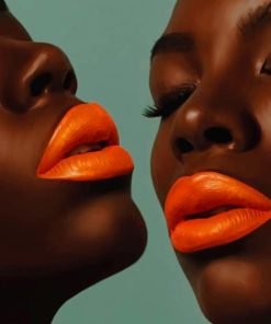 Black Women With Orange Lipstick Paint by numbers