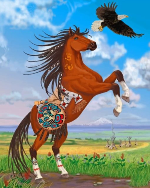 Brown Horse And Eagle Paint by numbers