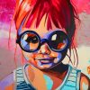 Colorful Little girl Wearing Glasses Paint by numbers