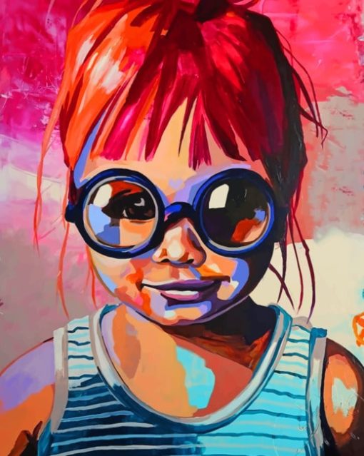 Colorful Little girl Wearing Glasses Paint by numbers