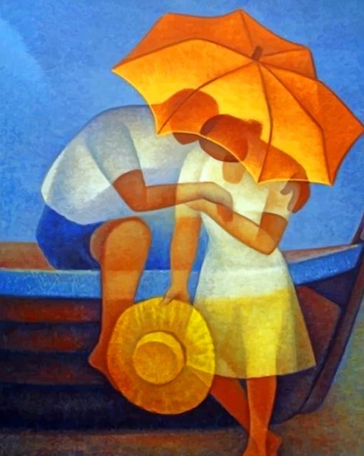 Couple Under An Umbrella paint by numbers