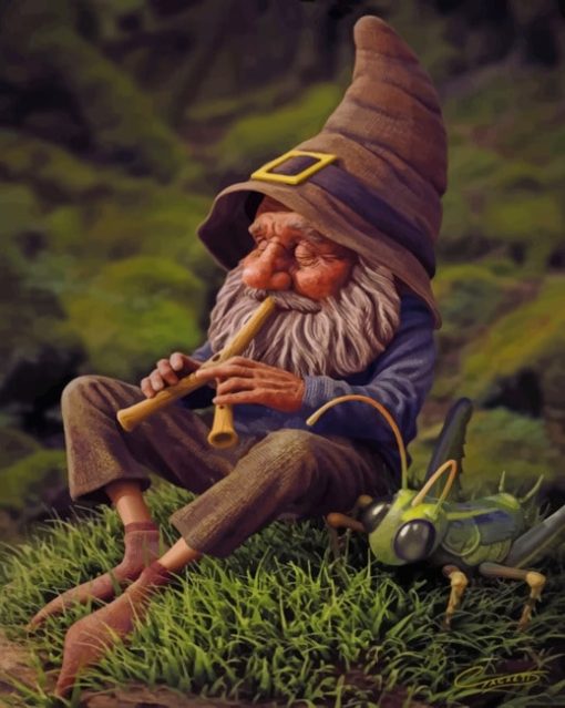 Dwarf Man Playing With Flute paint by numbers