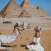 Girl And Camel In Egypt The Great Pyramid Of Giza Egypt paint by numbers