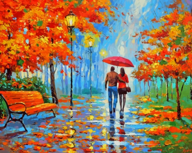 Lovers Under The Same Umbrella paint by numbers