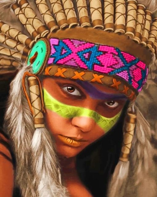 Red Indian Girl Paint by numbers