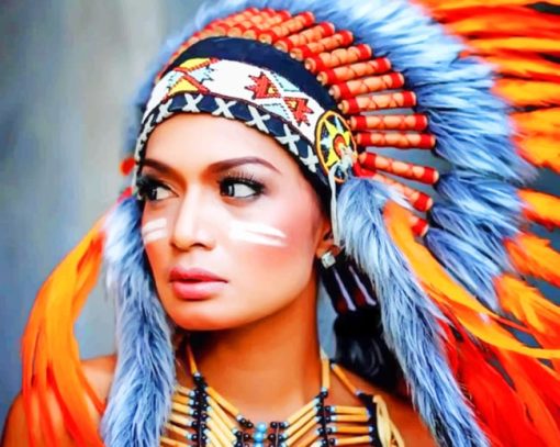 Red Indian Girl paint by numbers