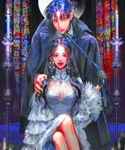 Vampire Guy With Anime Girl paint by numbers