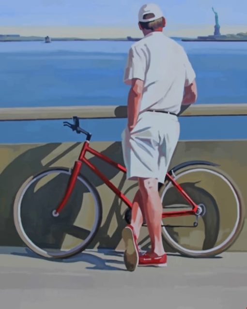Vintage Man With His Bicycle paint by numbers