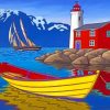 Lighthouse And Boat Paint by numbers