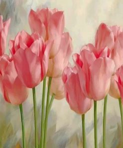 Pink tulips paint by number