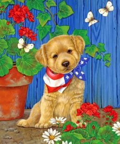 Puppy In Garden paint by number