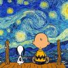 Starry Night Snoopy and Charlie Brown Paint by numbers