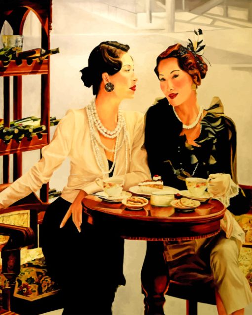 Classic Women Drinking Coffee paint by numbers