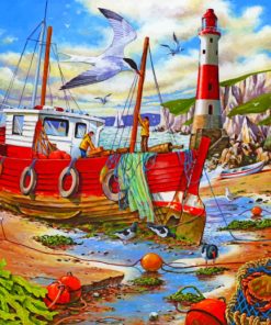 Fishing boat paint by numbers