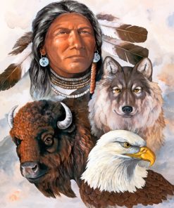 Native American With Animals paint by numbers