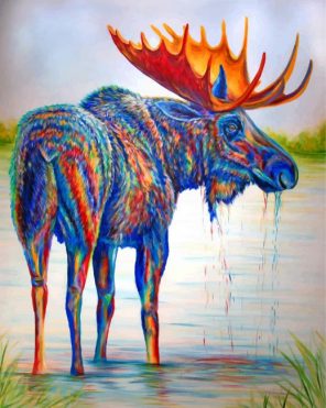 Colorful Moose Art Paint by numbers