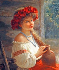 Girl With Flowers paint by numbers