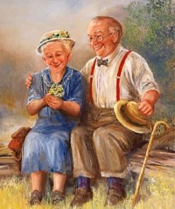 Old Couple In Garden paint by numbers