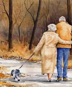 Old Couple Walking paint by numbers