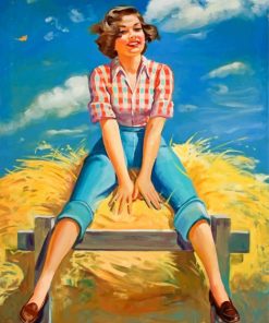 Retro Harvest Girl paint by numbers