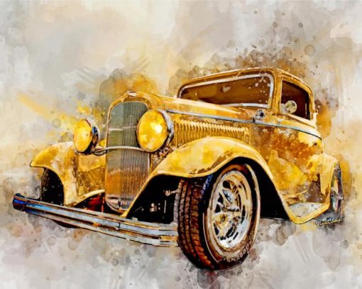 Yellow Classic Car Art Paint by numbers