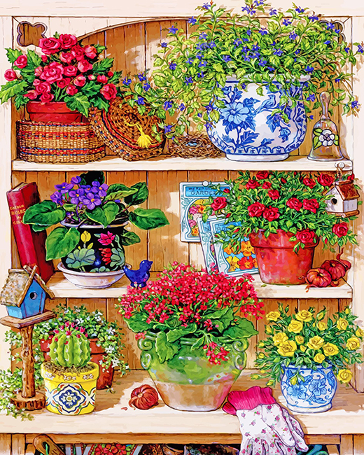 Cupboard Flowers Paint by numbers