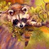 Raccoon On Tree Paint by numbers