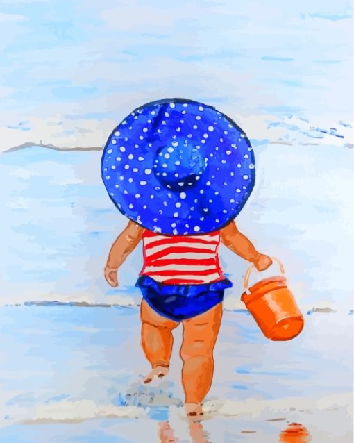 Little Girl In Beach Paint by numbers