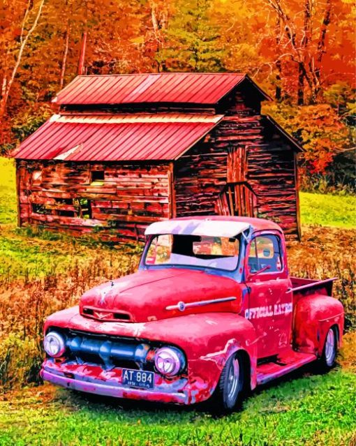 Old Red Ford Truck Paint by numbers