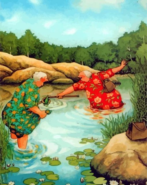 Old Women In River Paint by numbers