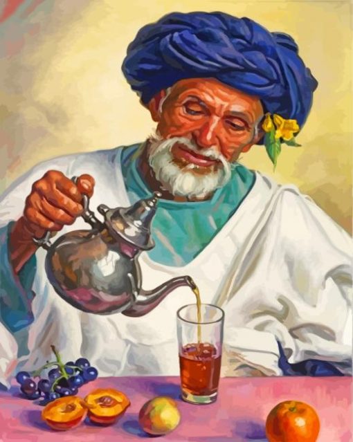 Old-moroccan-man-pouring-mint-tea-paint-by-numbers