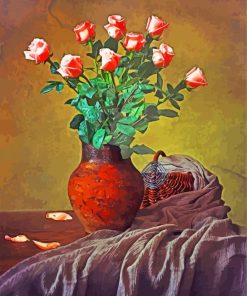 Pink Roses Still Life Paint by numbers