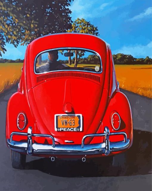 Red Vintage Car Paint by numbers