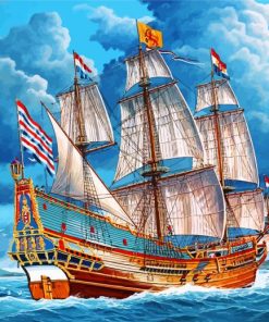 Sail Ship In Sea Paint by numbers