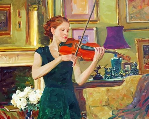 Vintage Violinist Girl Paint by numbers