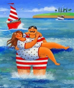 Fat Couples On The Beach Paint by numbers