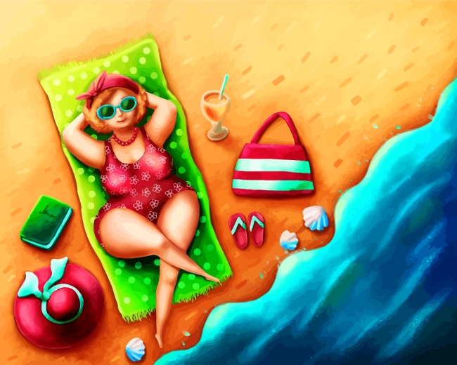 Fat Lady In Beach Paint by Numbers