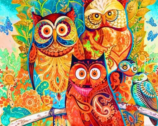 Owls Birds Art Paint by numbers