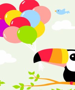 Toucan And Balloons Paint by number