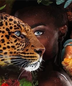 black-african-woman-and-leopard-paint-by-numbers